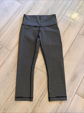 lululemon athletica Black and White Striped Capris